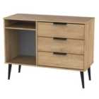Ready Assembled Hirato 3 Drawer TV Unit Nebraska Oak Black Wood Legs