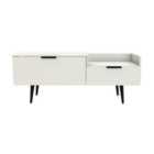 Ready Assembled Hirato TV Unit White With Black Wood Legs