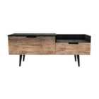 Ready Assembled Hirato TV Unit Vintage Oak With Black Wood Legs