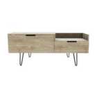 Ready Assembled Hirato TV Unit Nebraska Oak With Black Metal Hairpin Legs