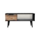 Ready Assembled Hirato 1 Drawer Coffee Table Oak Effect And Black Wood Legs