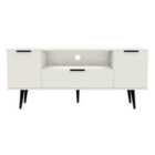 Ready Assembled Hirato Wide TV Unit White With Black Wood Legs