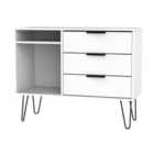 Ready Assembled Hirato 3 Drawer TV Unit White Black Metal Hairpin Legs
