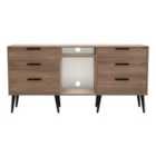 Ready Assembled Hirato 6 Drawer Sideboard Carini Walnut Black Wood Legs