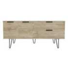 Ready Assembled Hirato Wide Sideboard Nebraska Oak With Black Metal Hairpin Legs