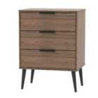 Ready Assembled Hirato 3 Drawer Sideboard Carini Walnut Black Wood Legs