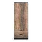 Ready Assembled Hirato 2 Door 2 Drawer Wardrobe Vintage Oak And Black