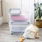 Wham Set 3 30 Litre Box With Wheels & Folding Lid - Clear/Grey