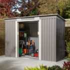 Rowlinson Trentvale 8X4 Metal Pent Shed - Light Grey