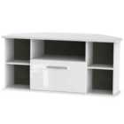 Ready Assembled Fourisse Corner TV Unit White Gloss