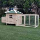 PawHut Wooden Chicken Coop w/ Nesting Box & Outdoor Run Patio - Natural