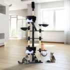 PawHut Climbing Cat Tree & Activity Center - Dark Grey & White