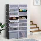 HOMCOM Large 16 Cube DIY Shoes Rack Portable Interlocking Plastic Cabinet