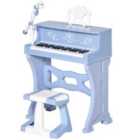 Jouet Kids 37 Key Keyboard Piano with Microphone & Stool - Blue