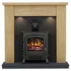 Be Modern 1.8kW Barrowden Inglenoook 42" Electric Fireplace Suite - Natural Oak