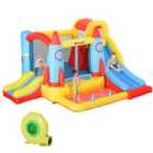 Outsunny Kids Rocket Bouncy Castle & Trampoline with Slide & Pool