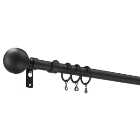 Wickes 16/19 Extendable Ball Finial Curtain Pole Matt Black 1.2m - 3.6m