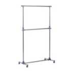 HOMCOM Garment Rail, Adj. Clothes Hanging Stand Silver