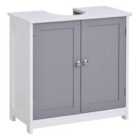 Kleankin 60x60cm Retro Under-Sink Storage Cabinet with Adjustable Shelf Handles - White