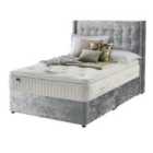 Silentnight Mirapocket Latex 1400 Non Storage Divan Bed - Crushed Velvet Light Grey No Headboard Double