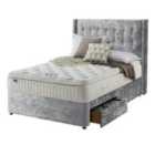 Silentnight Mirapocket Latex 1000 2-Drawer Divan Bed - Crushed Velvet Light Grey No Headboard Double