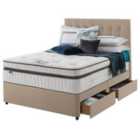 Silentnight Mirapocket Geltex 2000 135cm 4 Drawer Divan Set Sandstone No Headboard