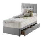 Silentnight Mirapocket Latex 1400 2-Drawer Divan Bed - Velvet Silver No Headboard Single