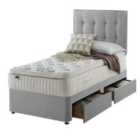 Silentnight Mirapocket Latex 1000 2-Drawer Divan Bed - Velvet Silver No Headboard Single