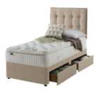 Silentnight Mirapocket Latex 1000 2-Drawer Divan Bed - Sandstone No Headboard Single