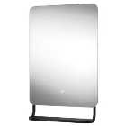 Sensio Brampton Colour Changing Matt Black LED Mirror with Hanging Shelf - 800 x 500mm