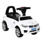 HOMCOM Ride On Sliding Car with Horn, Music, Working Lights & Storage - White