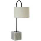 Premier Housewares Murdoch Curve Table Lamp with Marble Base & Linen Shade