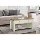 Birlea Highgate 2 Drawer Coffee Table Cream And Oak