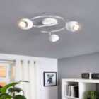 Eglo Three Spotlight Spiral Ceiling Light In White Steel