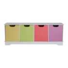 Kids Storage Unit White/4 Coloured Boxes Mdf