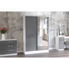 Birlea Lynx 2 Door Sliding Wardrobe With Mirror White And Grey