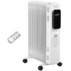 HOMCOM Oil Filled 9 Pipe 2180W Radiator Heater with 3 Heat Settings & Remote Control - White