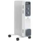 HOMCOM Oil Filled 1630W Radiator Portable Space Heater with 3 Heat Settings - White
