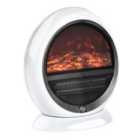 HOMCOM 1.5kW Freestanding Electric Fireplace Heater with LED Flame Rotatable Head - White