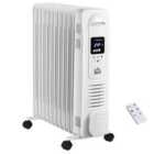HOMCOM Oil Filled 11 Pipe 2720W Radiator Space Heater with 3 Heat Settings & Remote Control - White