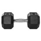 HOMCOM 15Kg Single Rubber Hex Dumbbell Portable Hand Weights Home Gym