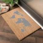 World Map Grey Doormat