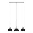 Premier Housewares Jasper Pendant Light 3 Shades - Black Shade/Chrome
