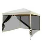 Outsunny 3 x 3m Garden Gazebo with Net Walls - Beige