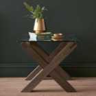 Cannes Dark Oak Glass Lamp Table