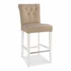 Norfolk Pair Of Two Tone Upholstered Bar Stools - Ivory Bonded Leather