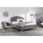 GFW Pettine Double Grey Upholstered Ottoman Bed