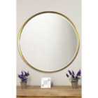 MirrorOutlet Rowan Gold Elegant Modern Bevelled Round Mirror 100 X 100 Cm