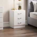 Vida Designs Riano 3 Drawer Bedside Chest, White