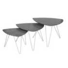 Cannon Nest of Tables Stone with White Metal Legs